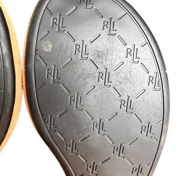 Ralph Lauren Sandals 6B Black Thong Faux Leather Slip On Summer Vacation Beachy - Picture 5 of 13